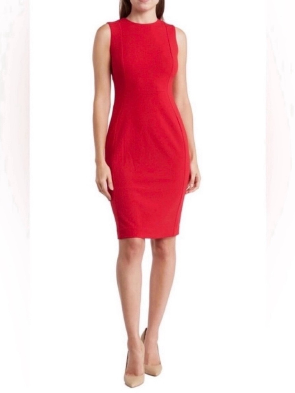 ❤️ NWT! Red CALVIN KLEIN Sleeveless Sheath Dress - Size 6